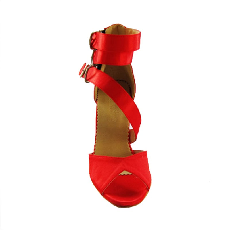 Red Black Latin Ballroom Salsa Dance Shoes Boots Satin High Heel Customized