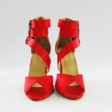 <transcy>Rojo Negro Salón de baile latino Salsa Zapatos de baile Botas Satén Tacón alto Personalizado</transcy>