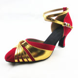 Women Character Dance Shoes Closed Toe Flock PU Modern Latin Ballroom Dancing Shoes Customized Heel