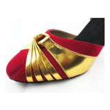 Women Character Dance Shoes Closed Toe Flock PU Modern Latin Ballroom Dancing Shoes Customized Heel