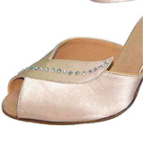 Satin Rhinestone Women Latin Ballroom Salsa Dance Shoes For Women Girls Performance Wedding Party