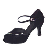 Satin Rhinestone Women Latin Ballroom Salsa Dance Shoes For Women Girls Performance Wedding Party