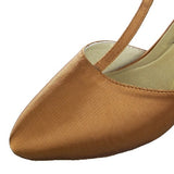 Women Latin Dance Shoes Satin Sandal Ladies Ballroom Modern Dancing Shoes High Heel Soft Sole Buckle