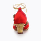 <transcy>Zapatos de baile latino con purpurina roja, suela de satén de gamuza, suela de salón, Tango, salsa, zapatos de baile modernos</transcy>