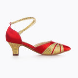 <transcy>Zapatos de baile latino con purpurina roja, suela de satén de gamuza, suela de salón, Tango, salsa, zapatos de baile modernos</transcy>
