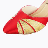 <transcy>Zapatos de baile latino con purpurina roja, suela de satén de gamuza, suela de salón, Tango, salsa, zapatos de baile modernos</transcy>