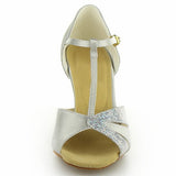 <transcy>Zapatos de baile de satén con lentejuelas para mujer, zapatos de baile de salsa de salón latino de satén a la moda para mujer</transcy>