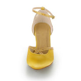 Shining Latin Dance Shoes Women Salas Ballroom Dance Shoes Cuban High Heel Waltz Software Party Shoes Yellow