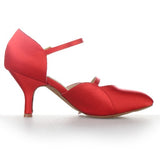 Satin Women Salsa Latin Dance Shoes Ladies Girls Ballroom Party Tango Dance Shoes Red Buckle Adjustable