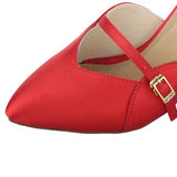 Satin Women Salsa Latin Dance Shoes Ladies Girls Ballroom Party Tango Dance Shoes Red Buckle Adjustable