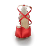 Red Satin Modern Women Salsa Dance Shoes Latin Ballroom Shoes