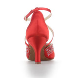 Satin Rhinestone Women Ballroom Latin Tango Modern Dance Shoes