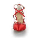 Satin Rhinestone Women Ballroom Latin Tango Modern Dance Shoes
