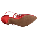 Satin Rhinestone Women Ballroom Latin Tango Modern Dance Shoes
