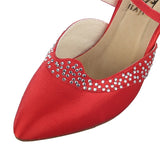 Satin Rhinestone Women Ballroom Latin Tango Modern Dance Shoes