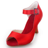 <transcy>Zapatos de baile de tango de salsa latina de satén rojo para mujeres, niñas, zapatos personalizados para damas</transcy>