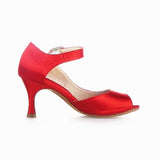 Red Satin Ballroom Latin Salsa Tango Dance Shoes For Women Girls Ladies Csutomized Shoes