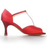 Woman Latin Dance Shoes Red for Girls Sequined High Heel Salsa Bachata Soft Sole Ballroom Dance shoes