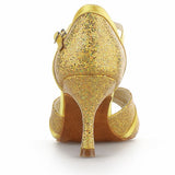 Yellow Sequined Women Ballroom Latin Dance Shoes High Quality