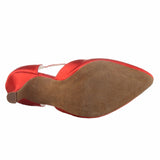 <transcy>Salón de baile de satén rojo Zapatos de baile modernos Punta cerrada Suela de gamuza suave Zapatos de baile de tango Salsa latina</transcy>