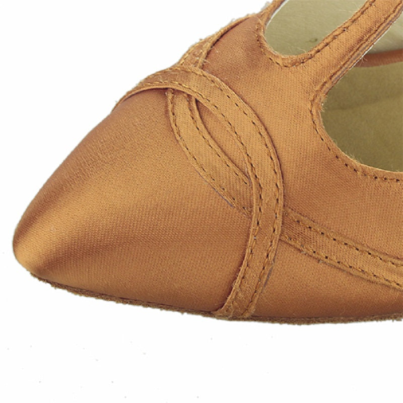 Brown Satin Modern Dance Shoes High Quality Women Latin Ballroom Salsa Dance Shoes