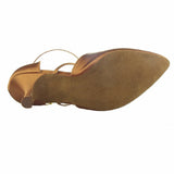 Brown Satin Women Latin Ballroom Salsa Modern Dance Shoes Cross Strap High Quality Dance Shoes