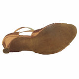 Brown Satin Latin Ballroom Salsa Dance Shoes High Quality Customized Heeled Buckle Dancing Shoes