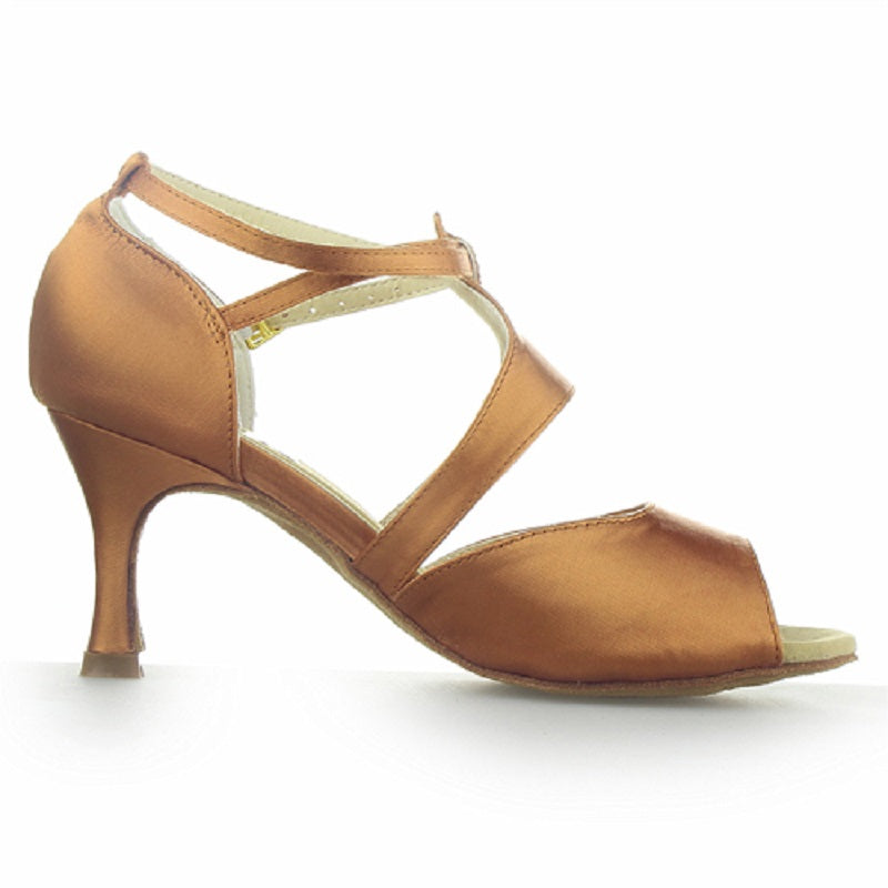 Brown Satin Dance Shoes For Women Girls Ballroom Latin Salsa Tango Dance Shoes High Quality