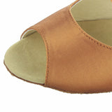 Brown Satin Dance Shoes For Women Girls Ballroom Latin Salsa Tango Dance Shoes High Quality