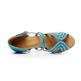 <transcy>Zapatos de baile latino de salón de diamantes de imitación para mujeres, niñas, zapatos de baile de salsa y tango</transcy>