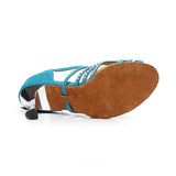 <transcy>Zapatos de baile latino de salón de diamantes de imitación para mujeres, niñas, zapatos de baile de salsa y tango</transcy>