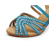 <transcy>Zapatos de baile latino de salón de diamantes de imitación para mujeres, niñas, zapatos de baile de salsa y tango</transcy>