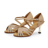 <transcy>Zapatos de baile latino de salón de diamantes de imitación para mujeres, niñas, zapatos de baile de salsa y tango</transcy>