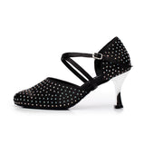 <transcy>Zapatos de baile modernos con diamantes de imitación, zapatos de baile de salsa de salón latino satinado para mujeres y niñas</transcy>