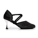 <transcy>Zapatos de baile modernos con diamantes de imitación, zapatos de baile de salsa de salón latino satinado para mujeres y niñas</transcy>