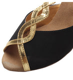 <transcy>Zapatos de baile de salsa para mujer | Zapatos de baile de salón negros negros | Tacón personalizado | Danceshoesmart</transcy>