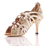 <transcy>Zapatos de baile latino de moda Zapatos de baile de salsa de salón con cordones de punta abierta para mujeres</transcy>