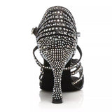 <transcy>Zapatos de baile con diamantes de imitación, zapatos latinos de salón, negro, rojo, zapatos de baile de Tango para mujer, con tacón de mujer</transcy>