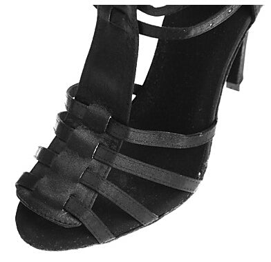<transcy>Атласные туфли для латинских танцев | Обувь для бальных танцев для сальсы | Леопардовый черный фиолетовый | Danceshoesmart</transcy>