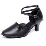 Girls Closed Toed Latin Ballroom Dance Shoes Black Women Soft Bottom Ballroom Ladies Bachata Salsa Modern Dancing Shoes