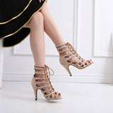 Indoor Latin Ballroom Dance Shoes Apricot Black Flock Women Salsa Tango Dancing Shoes Boots Customized Heels