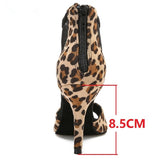 Social Ballroom Dance Boots Women's Latin Salsa Tango Dance Shoes Leopard