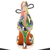 Dancing Shoes PU Snake Texture Salsa Women's Latin Shoes Dance Boots Adjustable