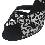 Leopard Women Latiin Ballroom Dance Shoes Character Shoes Indoor Professional Dancewear