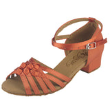<transcy>Zapatos de baile latino de Salsa con nudo de satén para mujer, zapatos de baile negros y marrones con tacón personalizado</transcy>