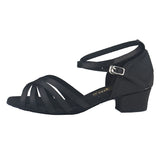 <transcy>Zapatos de baile latino de Salsa con nudo de satén para mujer, zapatos de baile negros y marrones con tacón personalizado</transcy>