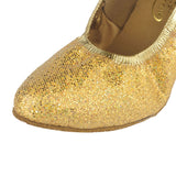 Sequined Shine Women Latin Ballroom Modern Dance Shoes Closed Toe Soft Sole Professional Dance Shoes