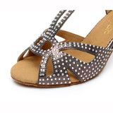 <transcy>Gran oferta, zapatos de baile latino para mujer, sandalias de PU, zapatos de baile de salón para mujer, hebilla de diamantes de imitación de suela suave de tacón alto</transcy>