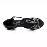 <transcy>Gran oferta, zapatos de baile latino para mujer, sandalias de PU, zapatos de baile de salón para mujer, hebilla de diamantes de imitación de suela suave de tacón alto</transcy>