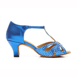 <transcy>Gran oferta, zapatos de baile latino para mujer, sandalias de PU, zapatos de baile de salón para mujer, hebilla de diamantes de imitación de suela suave de tacón alto</transcy>